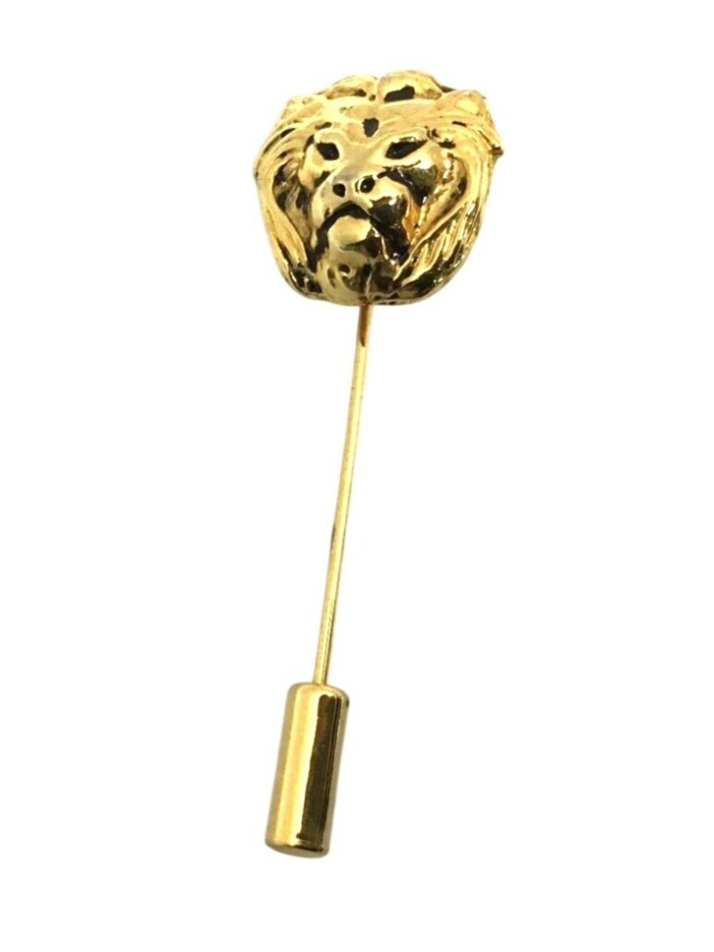 Anne Klein Vintage Signature Couture Lion Head Gold Tone Hat Stick Pin Brooch